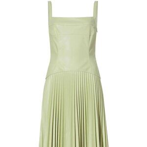 Proenza Schouler White Label Drop Waist Faux Leather Dress Green Tea / Size 12